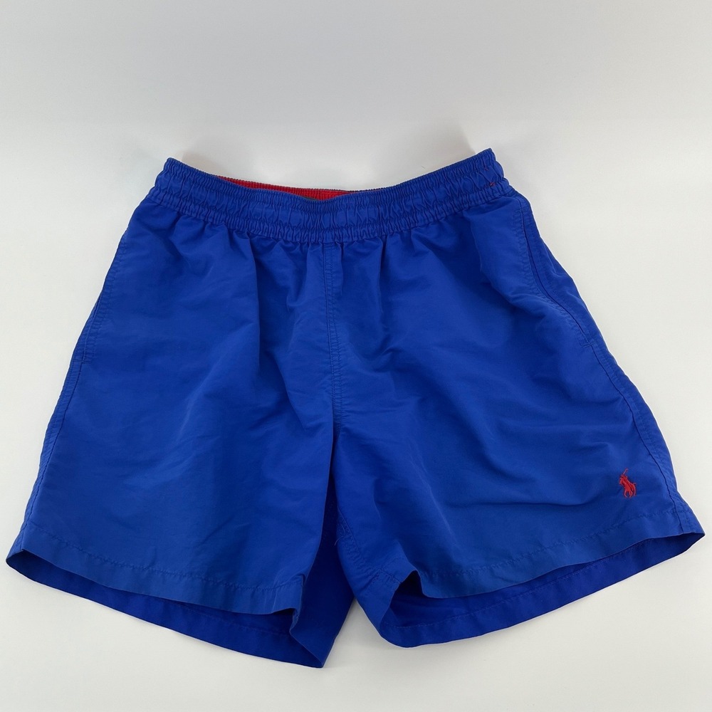 Polo Ralph Lauren Swim Trunks Mens L Blue Red Pony Logo  Mesh Lining